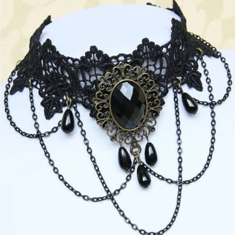 Brand new gothic Halloween vampire witch chocker lace necklace costume jewlery
